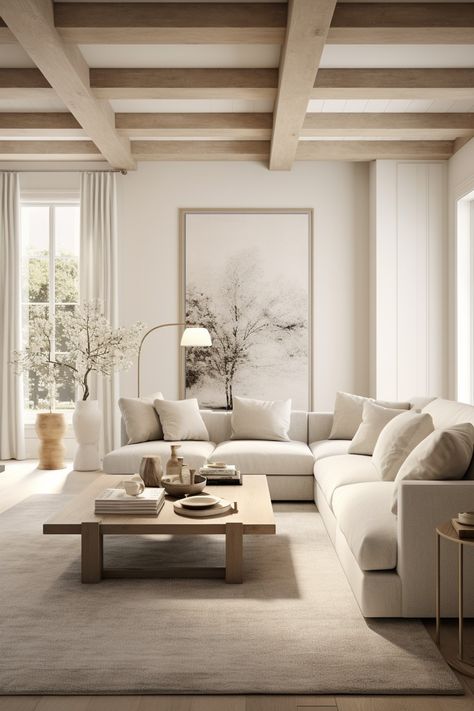 Living Room Decor | Living Room Decor Ideas Contemporary Minimalist Living Room, Contemporary Family Room, Statement Decor, Beige Living Rooms, Minimalist House Design, Living Room Decor Ideas, Popular Art, Room Decor Ideas, Functional Furniture