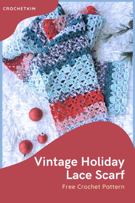 Lace Scarf Pattern, Crochet Pattern Vintage, Crocheted Scarves, Holiday Scarves, Crochet Scarfs, Crochet Pattern Instructions, Crocheted Scarf, Crochet Scarf Pattern Free, Vintage Crochet Patterns