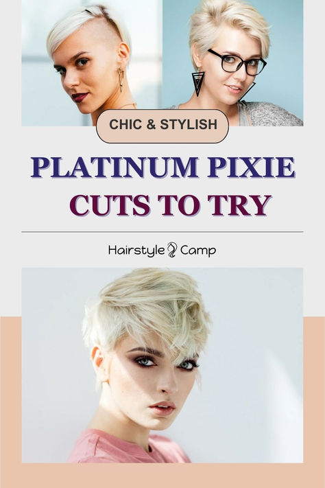 Platinum Pixie Cuts Bleached Pixie, Platinum Blonde Pixie Cut, Platinum Pixie Cut, Platinum Blonde Pixie, Blonde Afro, Platinum Hair Color, Edgy Short Haircuts, Platinum Pixie, Edgy Pixie Cuts