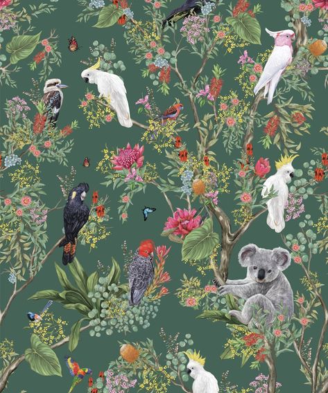 Overgrown Wallpaper, Empress Wallpaper, Wallpaper Colourful, Paper Bathroom, Wallpaper Chinoiserie, Australia Wallpaper, Wallpaper Japanese, Bloom Wallpaper, Water Wallpaper