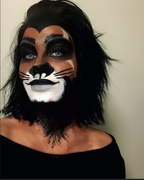 Scar lion king make up #makeup #lionking #disney #scarmakeuplionking Scar Halloween Costume Lion King, Diy Scar Costume Lion King, Scar Make Up Lion King, Scar Lion King Fancy Dress, Scar Lion King Makeup Halloween, Lion King Broadway Makeup, Frankenstein Halloween Costumes, Frankenstein Makeup, Scar Makeup