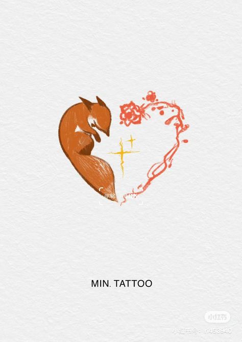 Fox Heart Tattoo, Little Prince Fox Tattoo, Mdzs Tattoo Ideas, Ouabh Tattoo, Genshin Tattoo, Txt Tattoos, Little Prince Tattoo, Fox Tattoos, Kpop Tattoos