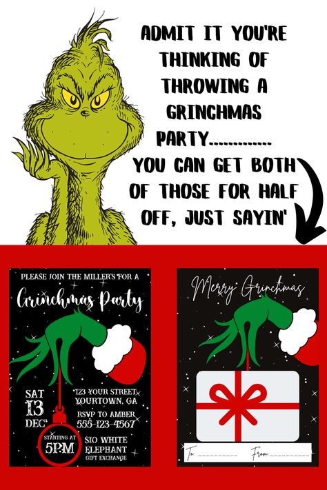 Grinchmas Party Invitations, Grinch Christmas Party Invitations, Grinch Invitations, Whobilation Party, Resident Activities, Grinchmas Party, Christmas Party Invite, Grinch Christmas Party, Party 2023