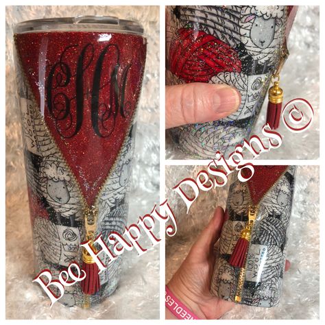 Zipper tumbler I made for myself Zipper Tumbler, Epoxy Cups, Ladies Luncheon, Glitter Tumbler Cups, Tumbler Cups Diy, Tumbler Ideas, Glitter Cups, Happy Design, Bag Ideas