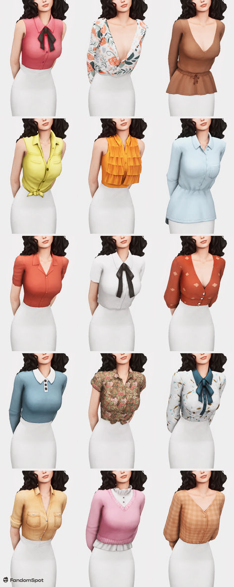 Sims 4 1950s Cc Clothes, Blouse Sims 4 Cc, Sims 4 1950s Cc, Sims 4 Cc Blouse, Sims 4 Blouse, Fantasy Play, Clothes Cc, 1940s Outfits, The Sims 4 Download