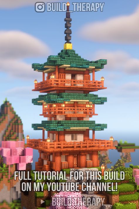 In this video, I show you how to build a Japanese Pagoda in Minecraft! Minecraft Pagoda Build, Minecraft Japanese Watchtower, Japanese Village Minecraft Builds, Japanese Style Village Minecraft, Minecraft Pagoda Tutorial, Mc Japanese Build, Japanese Style Building Minecraft, Japanese Pagoda Minecraft, Japanese Buildings Minecraft