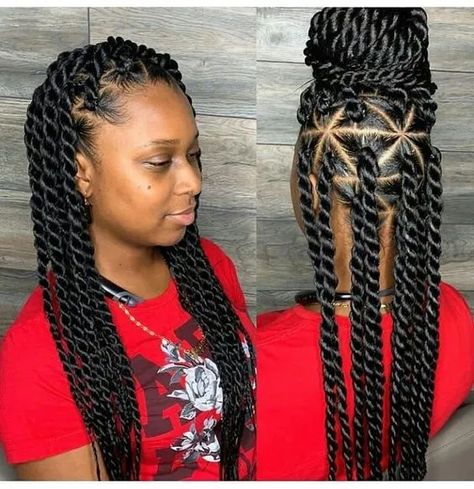 Style Guide: 40 Stylish Havana Twist Hairstyles on Natural Hair - Coils and Glory Twist Hairstyles On Natural Hair, Hairstyles On Natural Hair, Havana Twist Hairstyles, African Braids Hairstyles Pictures, Latest Braided Hairstyles, Havana Twist, Marley Hair, African Hair Braiding Styles, Braided Cornrow Hairstyles