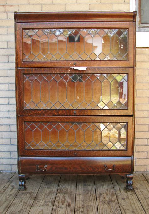 Like this. On either side of the fridge, with doors you lift. Like a Barrister's bookcase. Leaded Glass Door, Barrister Bookcase, Bookcase With Glass Doors, Antique Bookcase, Oak Bookcase, Wood Doors Interior, Oak Furniture, Leaded Glass, Furniture Styles