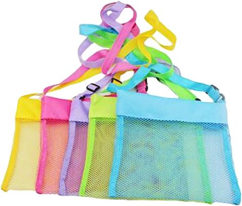 Amazon.com: ISADENSER 5-Pack Colorful Mesh Beach Bags Breathable Sea Shell Bags with Adjustable Carrying Straps Yellow, Rose Red, Purple, Green, Blue(5-Pack) : Toys & Games Seashell Bag, Kids Beach Bag, Mesh Beach Bags, Mesh Bags, Stroller Hooks, Sand Toys, Kids Beach, Bags For Teens, Shell Beach