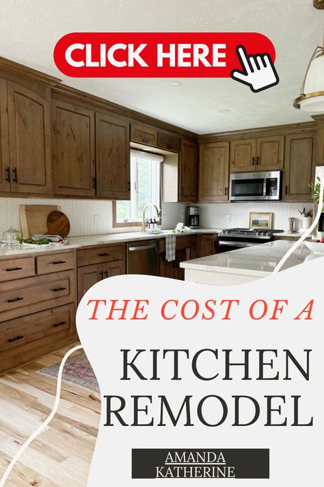 Cost of a Kitchen remodel revealed.  Check out the post for details. How To Survive A Kitchen Renovation, Expanded Kitchen Before And After, Home Renovation Budget Template, Kitchen Remodel Cost Estimator, Average Kitchen Remodel Cost, Custom Wood Cabinets, Kitchen Renovation Cost, Semi Custom Cabinets, Bathroom Accent Wall