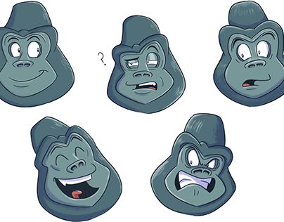 Gorilla Character Design, Gorilla Cartoon, Gorilla Drawing, Cartoon Gorilla, Gorilla Illustration, Graphic Design Concept, Concept Art Character Design, Monkey Illustration, Silverback Gorilla