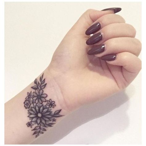 Tatuaje Cover Up, Wrist Band Tattoo, Tattoos For Women Small Meaningful, Wrist Tattoo Cover Up, Meaningful Wrist Tattoos, Wrist Tattoo Ideas, Catrina Tattoo, Henna Hand, Flower Wrist Tattoos