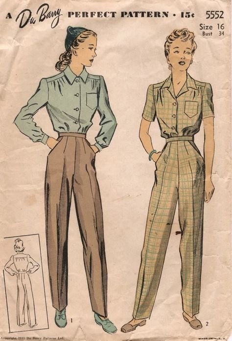 1950 Pants Women, Vintage Trousers Pattern, Knitting Tank Top, 19s Fashion, Vampire Pirate, Halter Neck Tops, Tops For Women Summer, Vintage Clothes Patterns, 1940s Women