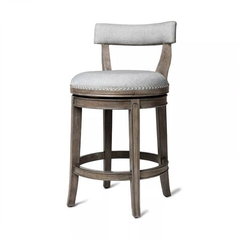 Maven Lane Alexander Low-back Kitchen Swivel Bar Stool, Reclaimed Oak Finish : Target Stool Cushion, Wooden Bar Stools, Swivel Counter Stools, Bar Height Stools, Reclaimed Oak, Kitchen Fabric, Swivel Stool, Stool Design, Weathered Oak