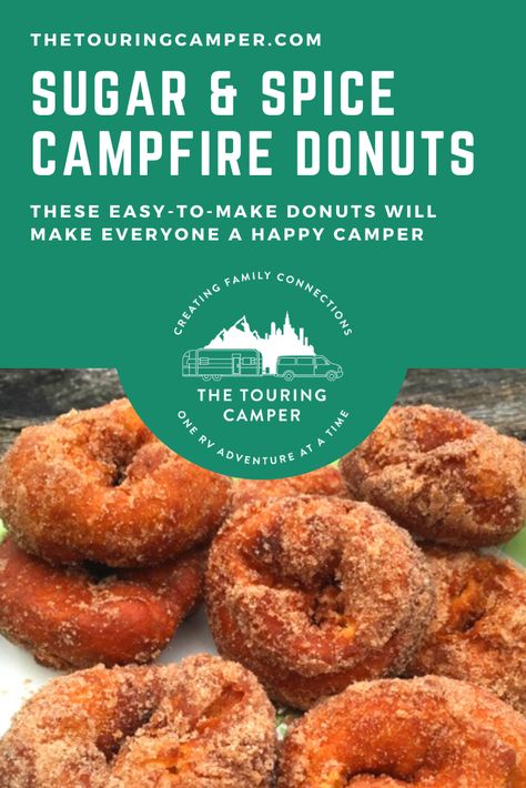 Campfire donuts for your next campout Rv Camping Recipes, Campfire Foods, Cabin Fun, Fire Recipes, Dutch Oven Camping Recipes, Camping Foods, Campfire Recipes, Vacation Food, Camping Meal