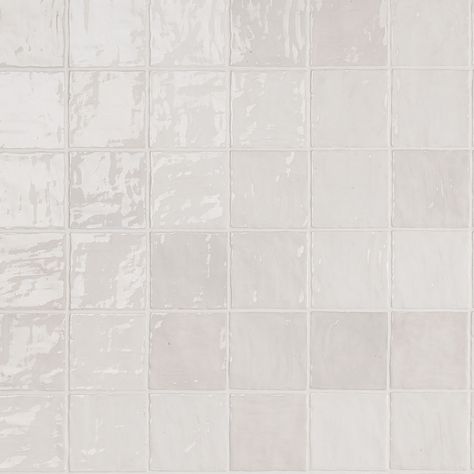 Polished Ceramic Tile Backsplash, Portmore White 4x4 Glazed Ceramic Tile, Tilebar Portmore White, Glazed White Tile, Textured White Square Tile Backsplash, Off White Kitchen Tile Backsplash, Square Glazed Tile Backsplash, 4 X 4 Tile Backsplash, 4x4 Square Tile Backsplash Kitchen