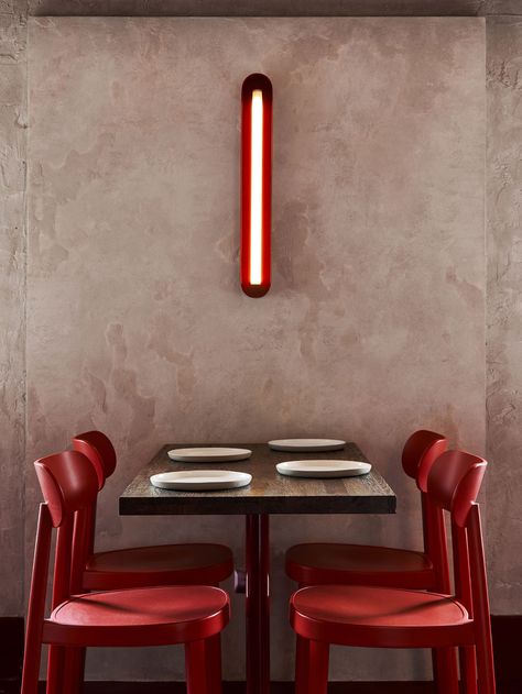 Modern Fast Food Restaurant Design, Thonet Dining Chairs, Modern Dining Room Lighting, Lighting Design Ideas, 카페 인테리어 디자인, Asian Restaurants, Ideas Hogar, Bar Interior, Floor Colors