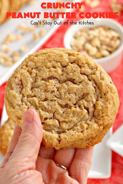 Crunchy Peanut Butter Cookies Easy, Peanut Butter Cookies With Crunchy Pb, Crunchy Peanut Butter Cookies, Butter Cookies Easy, Crunchy Peanut Butter, Easy Peanut Butter Cookies, Chunky Peanut Butter, Peanut Butter Cookie, Peanut Butter Cookie Recipe