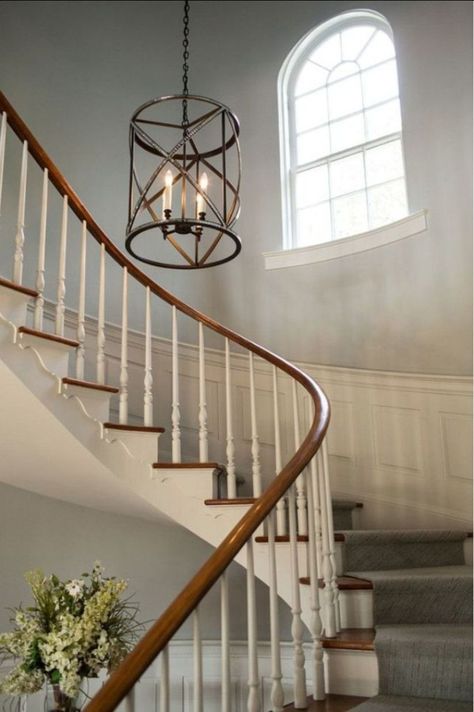 nice 45 Ways to Decorate with Chandelier Over the Stairs https://matchness.com/2017/12/25/45-ways-decorate-chandelier-stairs/ Massive Chandelier, Stairway Lighting Ideas, Entry Lights, Hallway Upstairs, Modern Chandelier Foyer, Foyer Chandeliers, Rustic Foyer, Narrow Living, Foyer Light