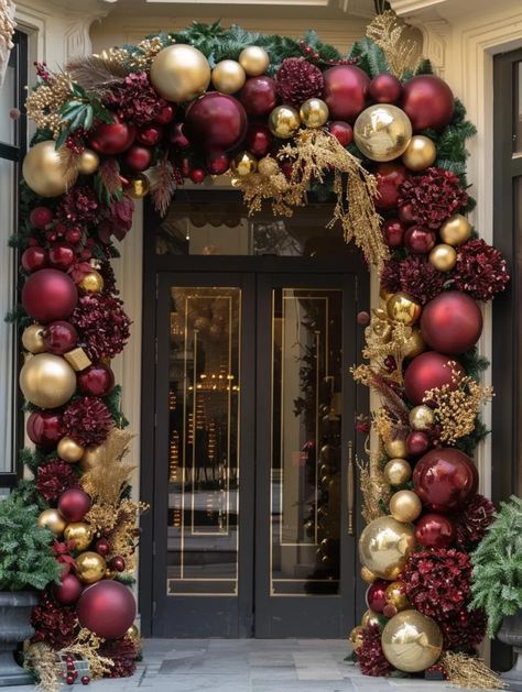 15 Stunning Burgundy Holiday Decor Ideas to Transform Your Home This Season! | Burgundy And Silver Christmas Decor, Maroon Christmas Decorations, Burgundy And Gold Christmas, Burgundy Christmas Decor, Burgundy Candles, Burgundy Decor, Holiday Decor Ideas, Bold Centerpieces, Silver Christmas Decorations