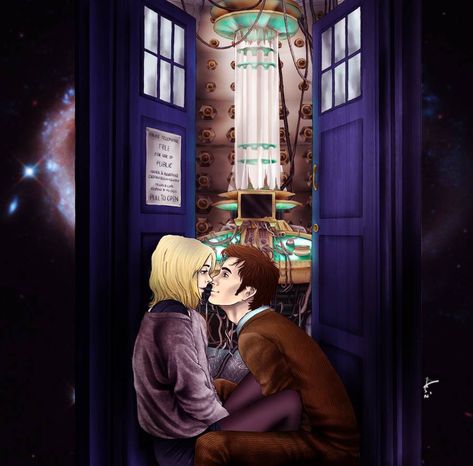 Kiss from a Rose -tenrose- by Alize-san Rose Tyler And The Doctor, Doctor X Rose, Tenth Doctor And Rose, Tardis Interior, Rose Fanart, Kiss From A Rose, Rose And The Doctor, Doctor Who Fan Art, The Hanged Man