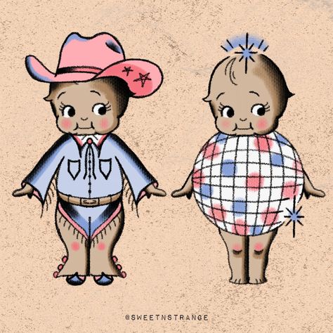 pink pony kewpies 💅🏻🫶🏻📀🪩🦄 #chappellroan #pinkponyclub #kewpietattoo #tattooapprentice Kewpie Cowboy, Pink Pony Club Tattoo, Kewpie Tattoo Traditional, Kewpie Tattoo, American Traditional Sleeve, Club Tattoo, Traditional Sleeve, Tattoo Apprentice, Pony Club