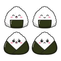 Cute Drawings Kawaii Food Art, Cute Food Art Drawing, Stiker Kawaii Cute, Onigiri Art, Kawaii Food Drawings, Sushi Drawing, Pie Drawing, Cute Cartoon Food, Chibi Food