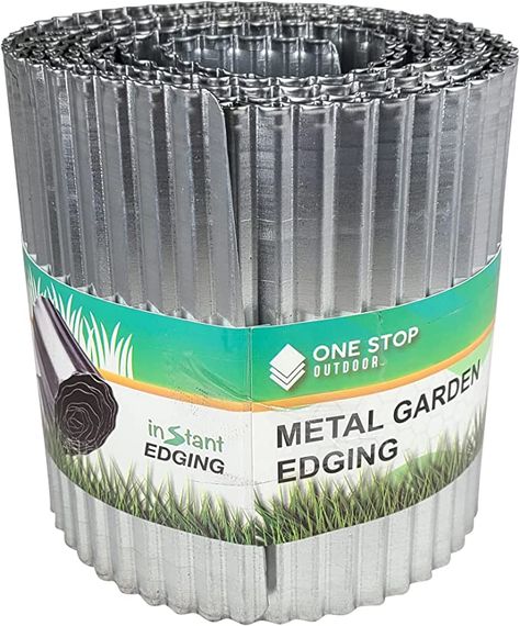 Amazon.com : One Stop Outdoor Corrugated Metal Landscape Edging Coil - Rustic Raw Steel Lawn Edge Flexibility Sturdy for Lawns, Borders and Pathway (6.3 inch High x 16.4 feet Long) (Raw Metal Silver) : Patio, Lawn & Garden Steel Edging Landscape, Metal Landscape Edging, Metal Garden Edging, Metal American Flag, Garden Border Edging, Curb Appeal Landscape, Landscape Curbing, Metal Edging, Lawn Art