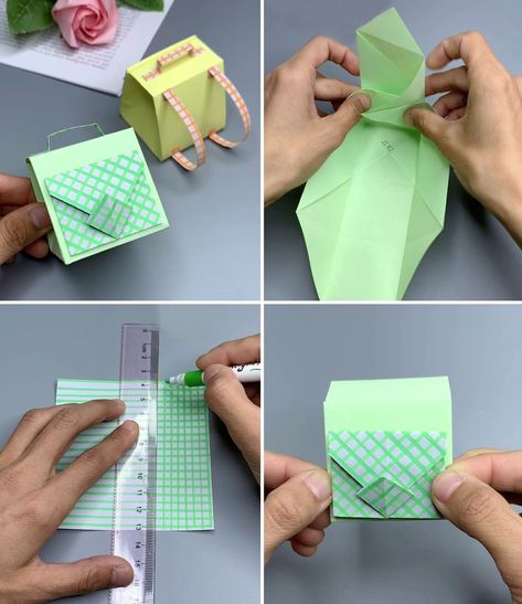 Simple DIY Origami Bag Paper Craft Tutorial | origami, backpack, tutorial, paper craft | How to Make a Paper School Backpack for Kids :) | By Kids Art & Craft Bag Paper Craft, Origami Backpack, Backpack Tutorial, Tutorial Origami, Origami Bag, Paper Craft Tutorials, Diy Origami, Craft Tutorial, School Backpack