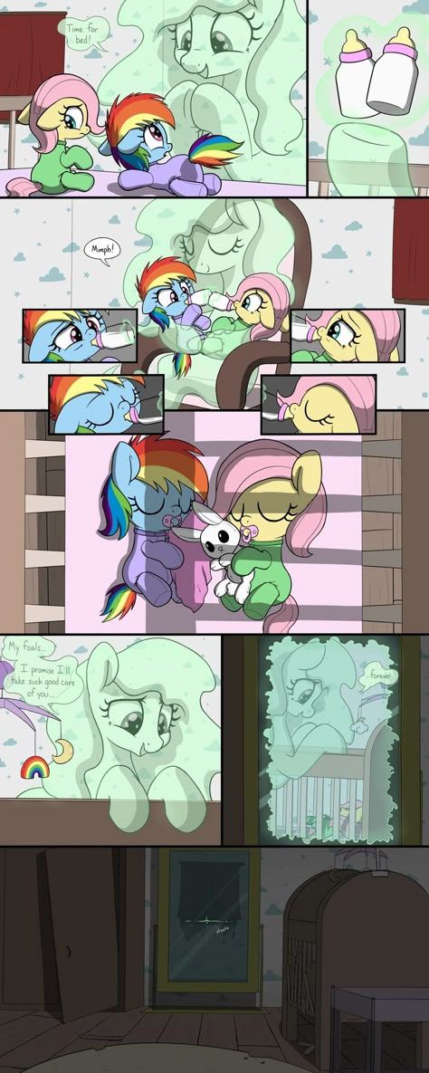 Secret of the Haunted Nursery Comic (Finale) by skitterpone Haunted Nursery, Fluttershy Rainbow Dash, Mirror Mobile, Magic Milk, Force Feeding, Mlp Funny, Ghost Ghost, Baby Pony, Pony Style