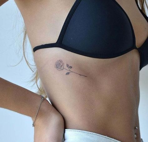 Rose Rib Tattoos, Zwilling Tattoo, Small Rib Tattoos, Tiny Tattoos For Women, Rib Tattoos For Women, Simple Tattoos For Women, Cute Tattoos For Women, Discreet Tattoos, Dainty Tattoos