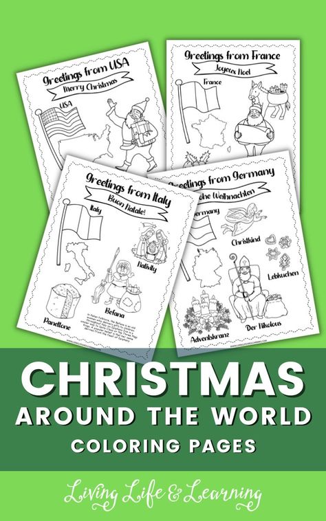 Around The World Coloring Pages, Homeschool Materials, Coloring Pages Christmas, Daycare Classroom, Christmas Books For Kids, Diy Felt Christmas Tree, Fun Christmas Activities, Christmas Around The World, Christmas Worksheets