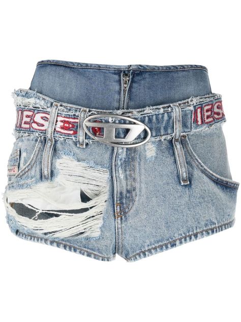 Diesel ripped-detail Denim Shorts - Farfetch Diesel Fashion, Diesel Shorts, Image Swag, Mode Jeans, Diesel Jeans, Short Jeans, Looks Chic, Denim Details, Mode Inspo