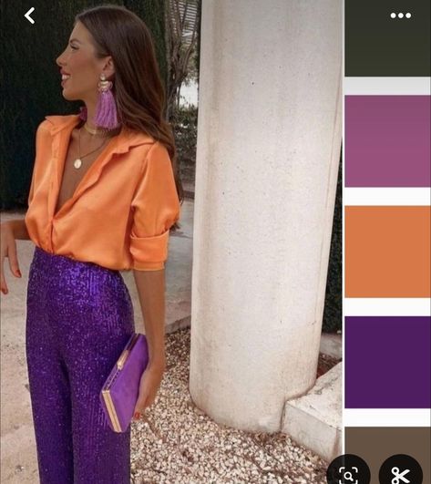 Teal Color Palette Fashion, Adding Color To Outfits, Business Outfits Colorful, Elegant Color Combinations Outfit, Jewel Tone Summer Outfits, Color Cordinate Outfit, Color Theory Outfits, Salmon Color Outfit, Purple Orange Outfit