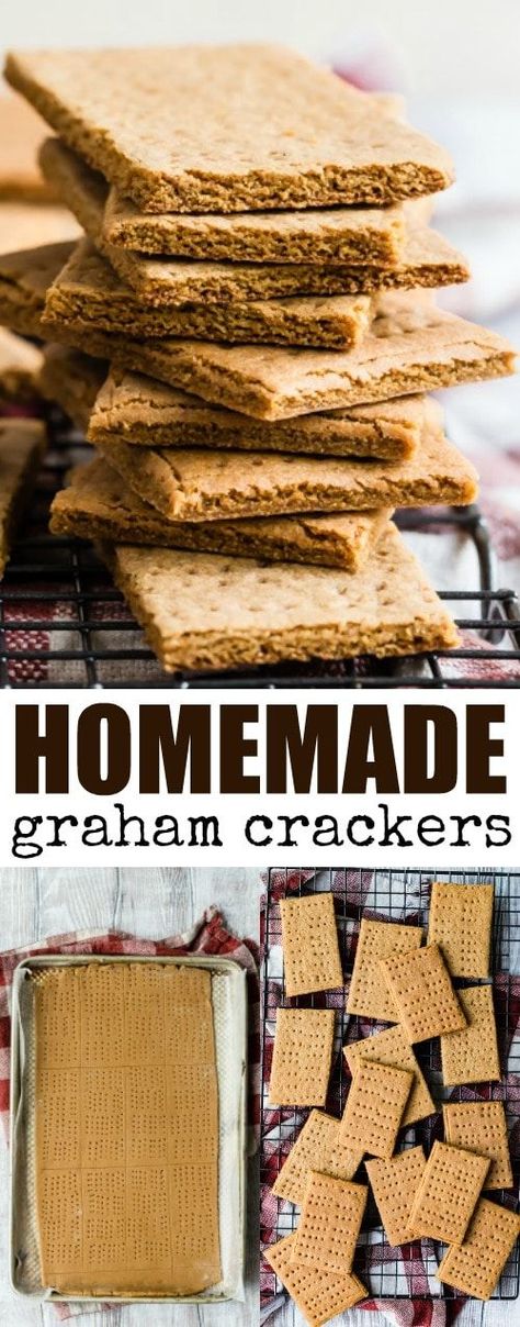 Graham Cracker Recipes, Resepi Biskut, Homemade Graham Crackers, Wheat Recipes, Homemade Pantry, Homemade Crackers, Cracker Recipes, Homemade Snacks, Whole Wheat Flour