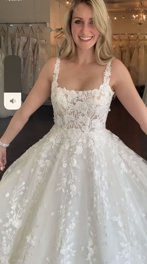 Thick Strapped Wedding Dress, Tank Top Ballgown Wedding Dress, A Line Wedding Dress Big Bust, Lace Wedding Dress Aline, Floral A Line Wedding Dress, Sweetheart Wedding Dress With Straps, A Line Square Neck Wedding Dress, Square Neck A Line Wedding Dress, Wedding Dresses Big Bust