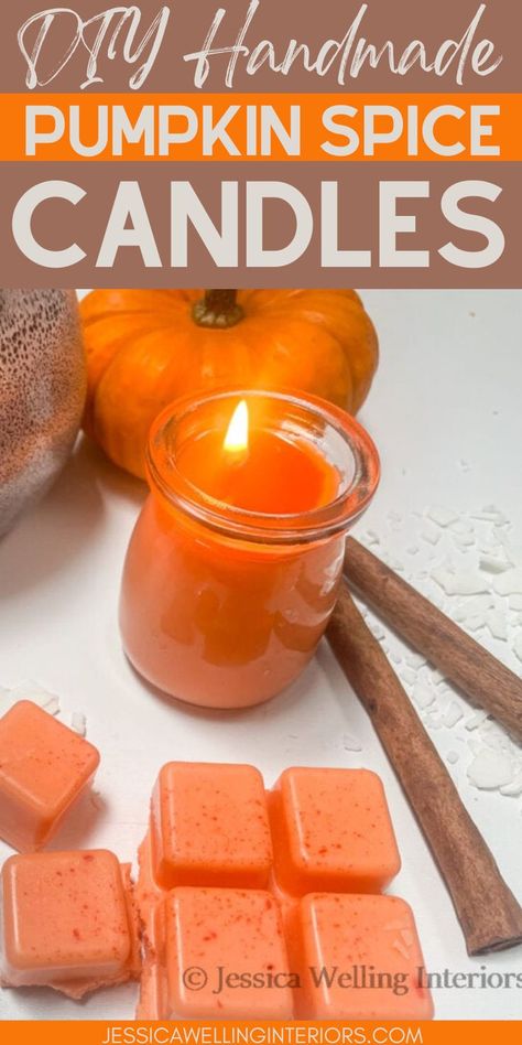 Make your home smell amazing this Fall with these quick and easy DIY pumpkin spice candles! Homemade Candle Recipes, Candle Diy Mason Jar, Candle Scents Recipes, Candle Making Recipes, Diy Pumpkin Spice, Diy Candles Easy, Make Your Home Smell Amazing, Diy Candles Homemade, Smelling Good