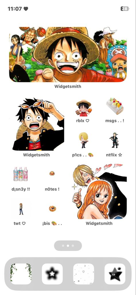 One Piece Homescreen Ideas, Ios Anime Homescreen, Ios 16 Wallpaper Ideas Anime, One Piece Layout, One Piece Wallpaper Ios 16, One Piece Iphone Theme, One Piece Medium Widget, One Piece Manga Collection, One Piece Homescreen Layout