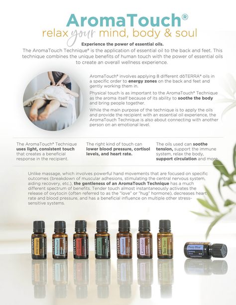 When emotions feel blocked or overwhelming, restoring balance and flow is essential for overall well-being. The AromaTouch Technique is a gentle method that combines the power of touch with essential oils to help release emotional tension and promote harmony within the body and mind. What is the AromaTouch Technique? The AromaTouch Technique involves applying specific essential oils along the spine and on the feet with a gentle, rhythmic touch. This technique is designed to support emotiona... Aromatouch Technique, Physical Touch, Doterra Oils, Body And Mind, Body Oil, Well Being, Astrology, Essential Oils, Mindfulness