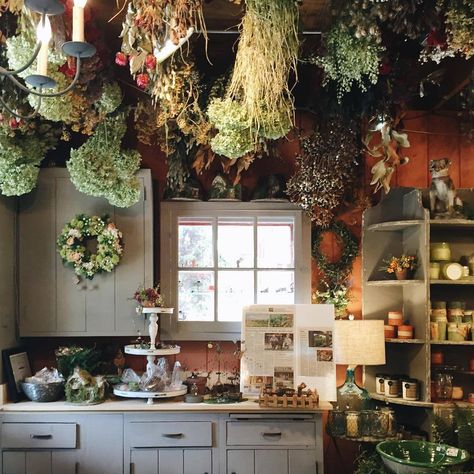 I dream of having a quaint little cottage away from the city where I can enjoy the quiet of nature... Estilo Kitsch, Witches Cottage, Witchy Kitchen, Lots Of Plants, Cottage Witch, Witch Cottage, Cottage Aesthetic, Cottage In The Woods, Ideas Hogar