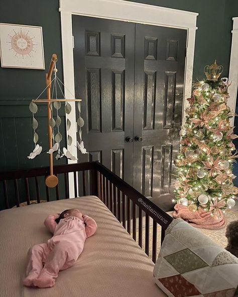 Christmas Themed Nursery, Christmas Decor Nursery, Christmas Tree Nursery, Baby Girl Nursery Christmas Tree, Christmas Tree In Nursery, Christmas Nursery Decor, Baby Girl Christmas Tree, Nursery Christmas Tree, Nursery Christmas