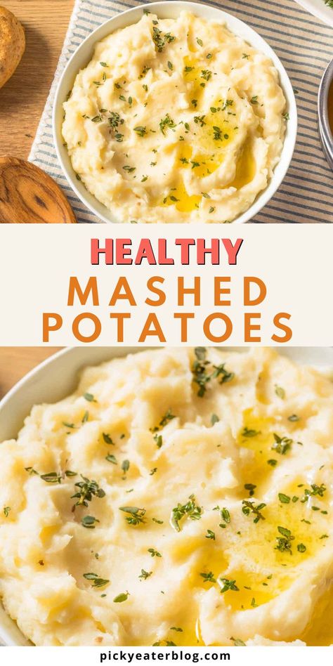 This healthy mashed potatoes recipe is the ULTIMATE comfort food! Russet potatoes, cauliflower, garlic, and fresh herbs come together to make creamy, rich, dairy-free, vegan mashed potatoes that are the perfect side dish any time of the year! Healthy Mashed Potatoes Recipe, Mashed Potatoes And Cauliflower, Easy Vegetarian Thanksgiving Recipes, Healthy Mashed Potatoes, Cauliflower Mashed, Vegetarian Thanksgiving Recipes, Vegan Mashed Potatoes, Cauliflower Mashed Potatoes, Mashed Potatoes Recipe