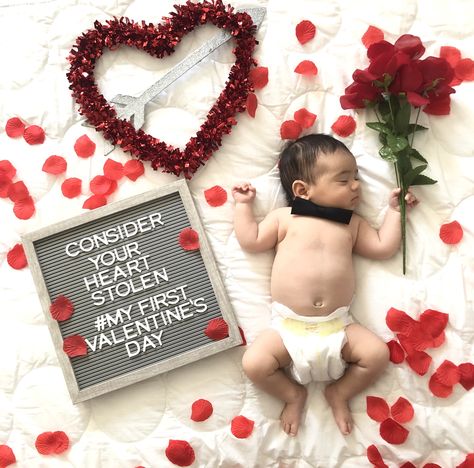 Valentine Letter Board Ideas Baby, 8 Month Baby Valentines Photoshoot, 4 Month Valentine Pictures, 1 Month Valentine Pictures, Diy Valentines Pictures Baby, Valentine Newborn Pictures Boys, Valentines Milestone Picture Boy, Baby February Photo Ideas, Valentine Milestone Pictures