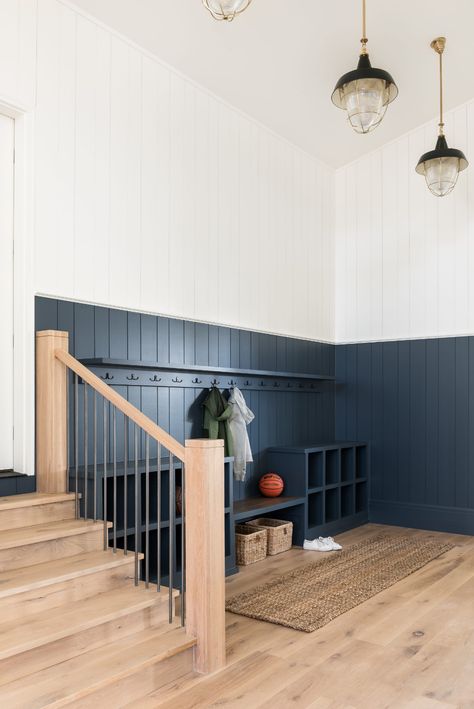 Home on The Ranch: Entry Library & Mudroom - Studio McGee Mud Room With Stairs, Garage To Mudroom Conversion, Entry Library, Dream Home Makeover, Chalet Decor, Mudroom Addition, Mudroom Flooring, Kitchen Studio, Garage Entry