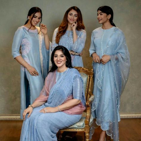 Pastel blue salwar suit Light Blue Salwar Suit, Pastel Color Salwar Suits, Aline Kurti Design, Hand Embroidery Neck Designs, Kurti Tunics, Blue Salwar Suit, Heavy Suits, Georgette Kurtis, Salwar Design