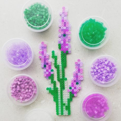 Lavender Perler Beads, Beads Perler, Hamma Beads, Flower Plant, Lavender Purple, Perler Bead, Hama Beads, Bead Designs, Perler Beads