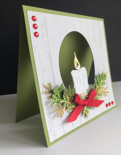 Christmas Card Making, Love Candles, Simple Christmas Cards, Candle Cards, Homemade Christmas Cards, Christmas Card Crafts, Diy Christmas Cards, Christmas Stamps, Christmas Card Design