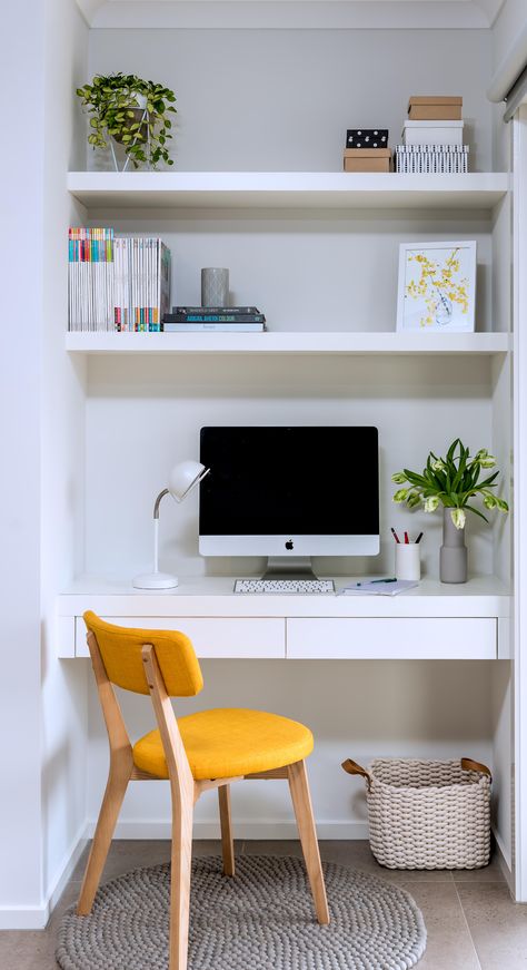 Desk Nook, Tiny Home Office, Home Office Closet, Office Idea, Australian Interior, Simple Living Room Decor, Kids Room Interior Design, Study Room Design, Home Office Table