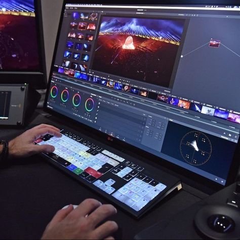 Someone Editing On Computer, Video Editor Aesthetic, Editor Life, Editor Aesthetic, Video Editing Studio, Video Editing Suite, Editing Aesthetic, Editing Studio, Podcast Editing