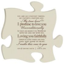 My Constant Friend Ivory Puzzle Piece Wall Sign | Zazzle.com Wall Puzzle, Wedding Vows Examples, Puzzle Wall, Wedding Vows To Husband, Wedding Puzzle, Wedding Renewal, Wedding Gifts For Bride And Groom, My True Love, Art Puzzle